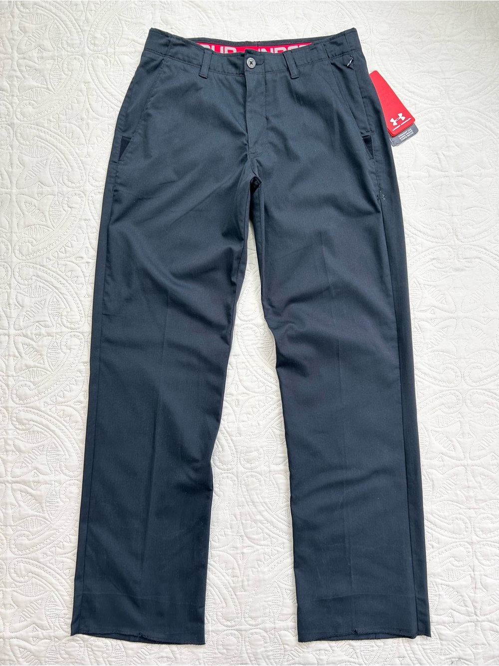 Under Armour Golf Pants Performance Chino Un-Hemmed Black W34 X L32  NWT